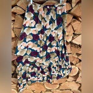 Women's XL Floral Maxi High Low Skirt Cottagecore Boho Feminine Dreamy Wedding‎